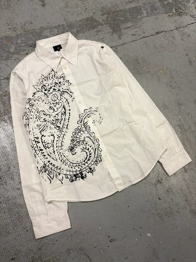 2000s Cavalli White Presley Tribal Floral Shirt DLSnRpK 3