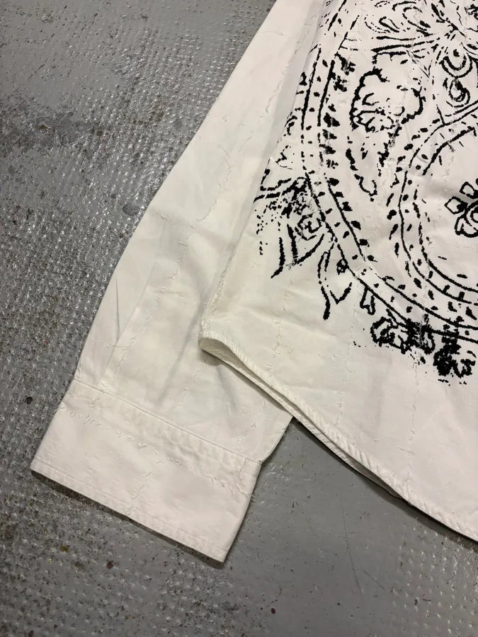 2000s Cavalli White Presley Tribal Floral Shirt DLSnRpK 7
