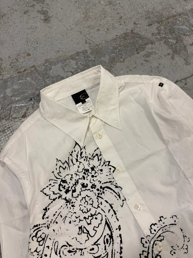 2000s Cavalli White Presley Tribal Floral Shirt DLSnRpK 4