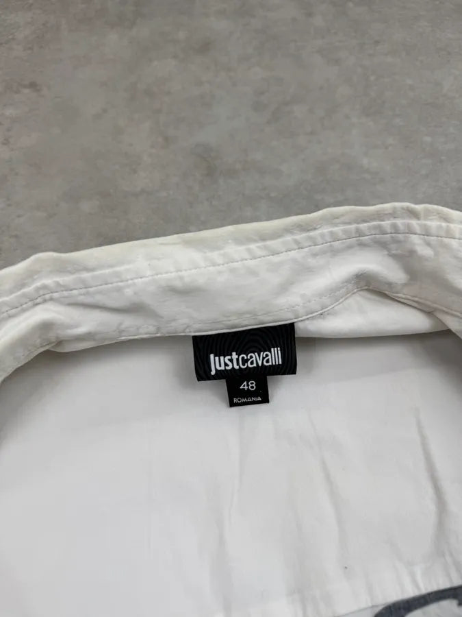 SS2019 Cavalli White & Black Leopard Dalmatien Shirt dYyCJsj 9