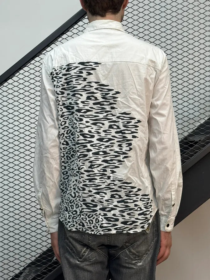 SS2019 Cavalli White & Black Leopard Dalmatien Shirt dYyCJsj 2