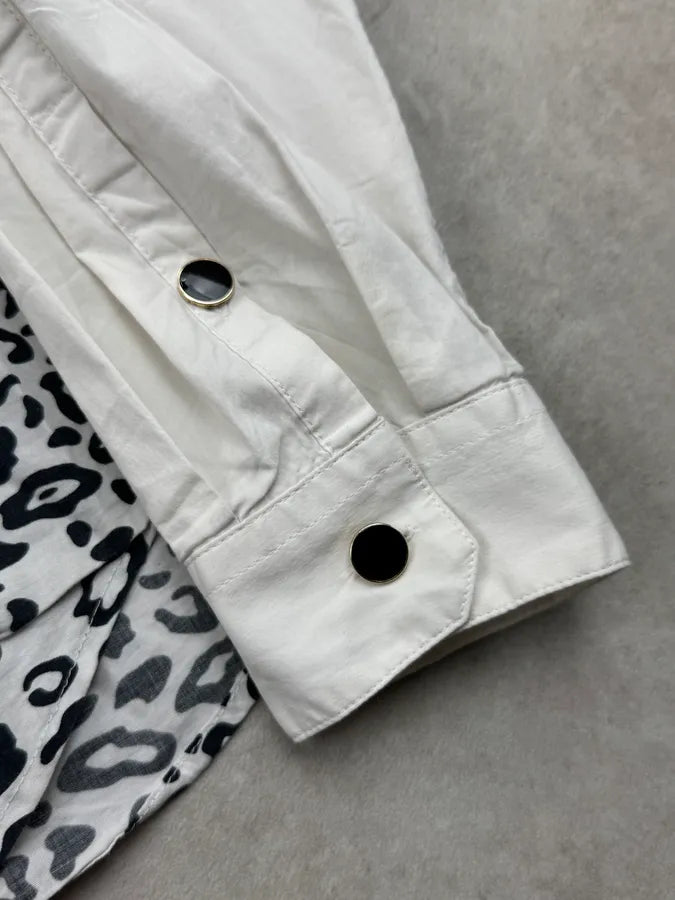 SS2019 Cavalli White & Black Leopard Dalmatien Shirt dYyCJsj 8