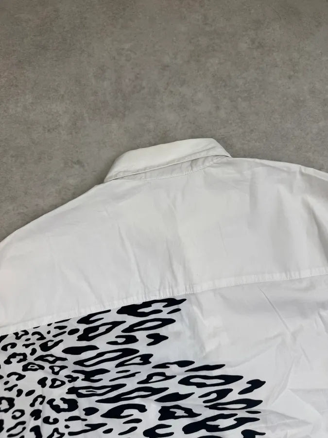 SS2019 Cavalli White & Black Leopard Dalmatien Shirt dYyCJsj 5