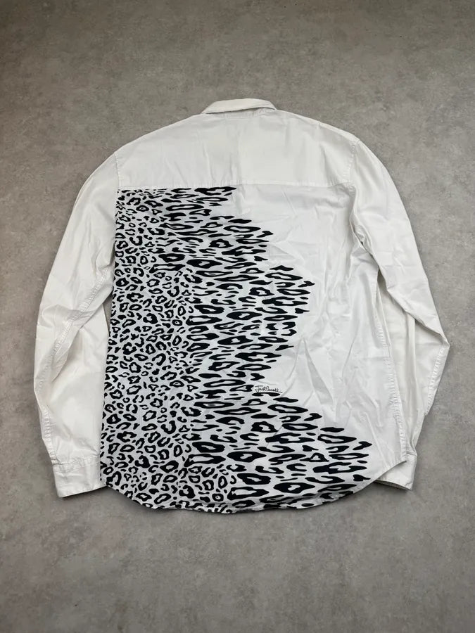 SS2019 Cavalli White & Black Leopard Dalmatien Shirt dYyCJsj 4