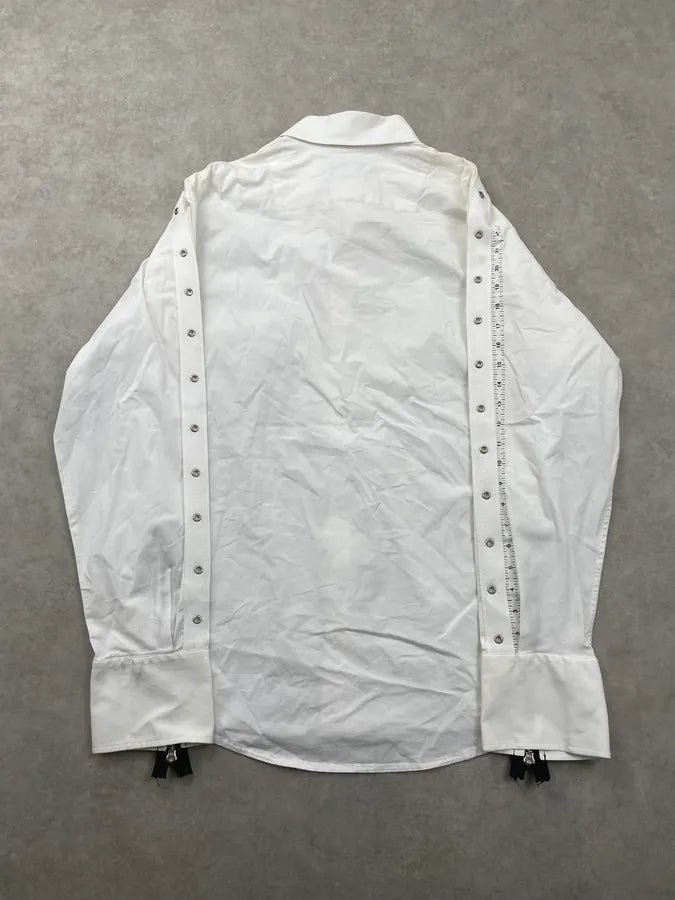2000s Cavalli White Newspaper Print Shirt WtJvZRS 1