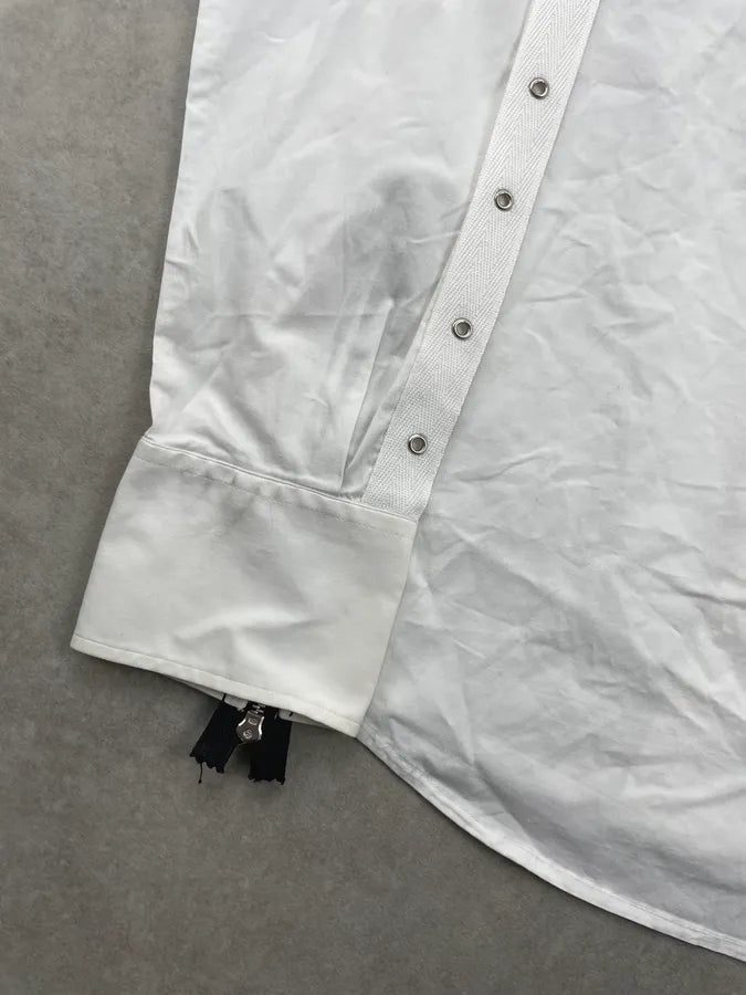 2000s Cavalli White Newspaper Print Shirt WtJvZRS 13