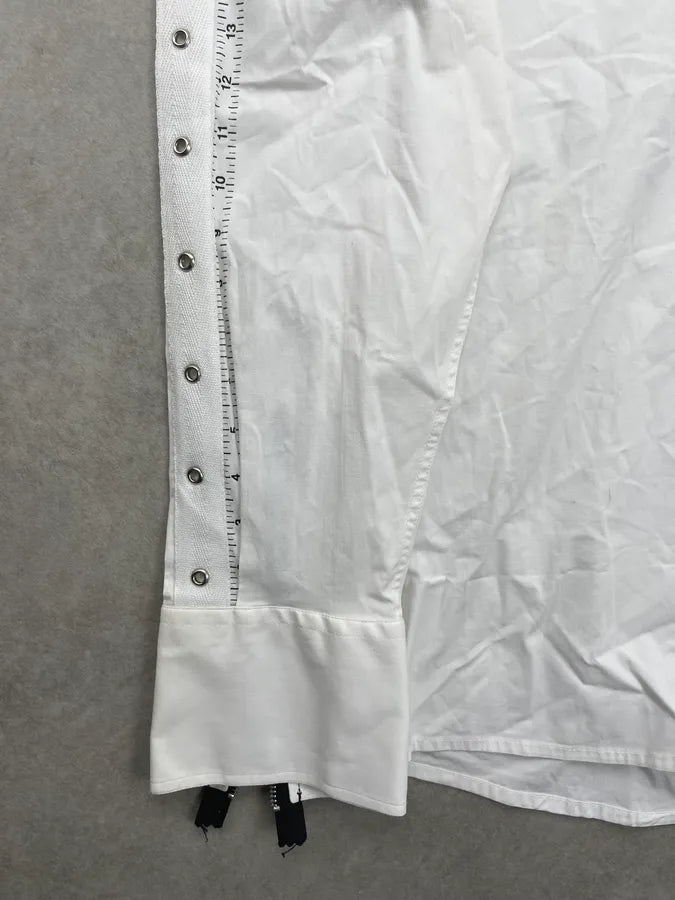 2000s Cavalli White Newspaper Print Shirt WtJvZRS 11