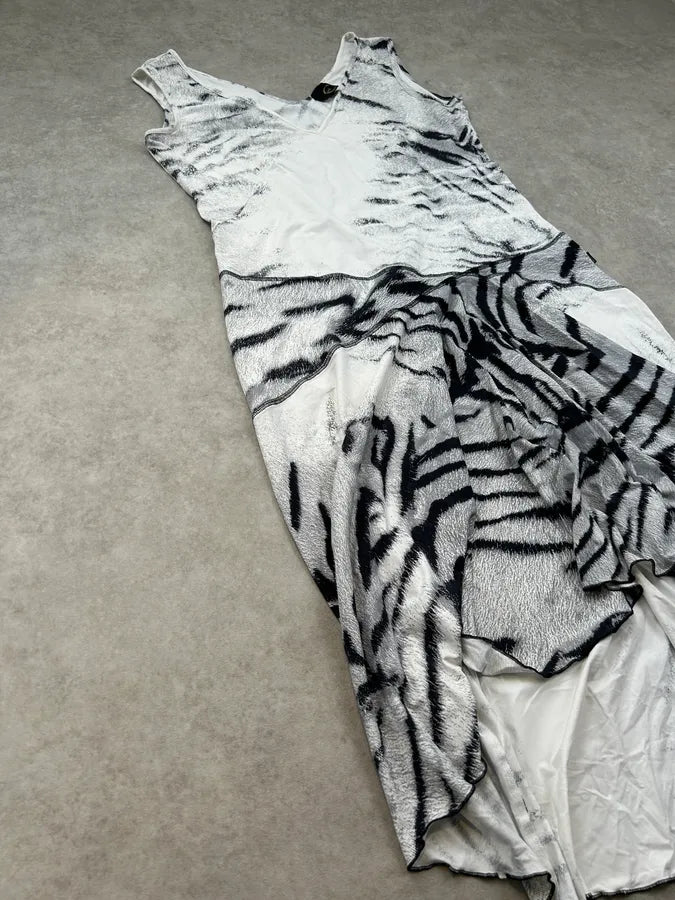 2000s Cavalli White Zebra Black & White Savage Dress Jfskfzr 6