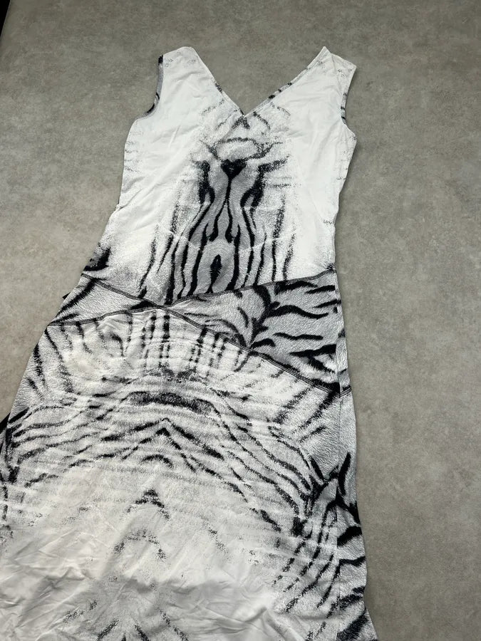 2000s Cavalli White Zebra Black & White Savage Dress Jfskfzr 9