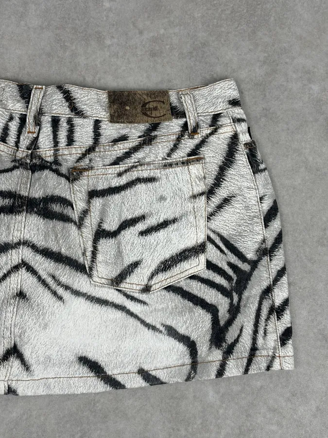 SS2002 Cavalli White & Black Savage Zebra Skirt RXcfKDZ 7