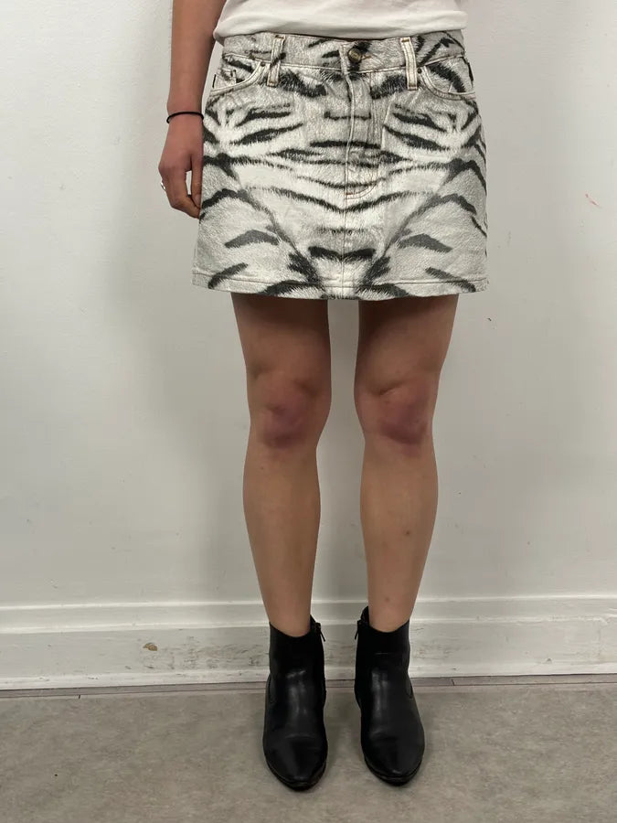 SS2002 Cavalli White & Black Savage Zebra Skirt RXcfKDZ 0