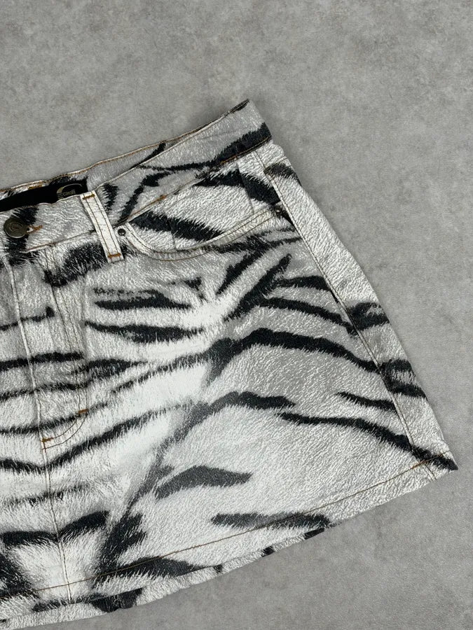 SS2002 Cavalli White & Black Savage Zebra Skirt RXcfKDZ 5