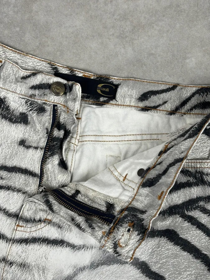 SS2002 Cavalli White & Black Savage Zebra Skirt RXcfKDZ 8