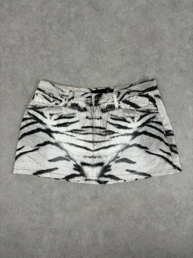 SS2002 Cavalli White & Black Savage Zebra Skirt RXcfKDZ 3