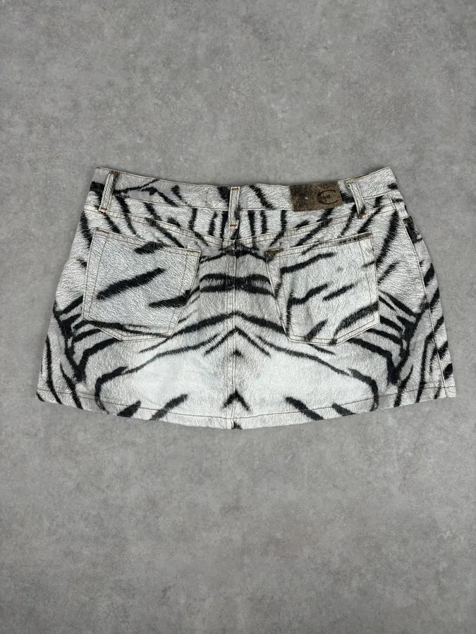 SS2002 Cavalli White & Black Savage Zebra Skirt RXcfKDZ 6