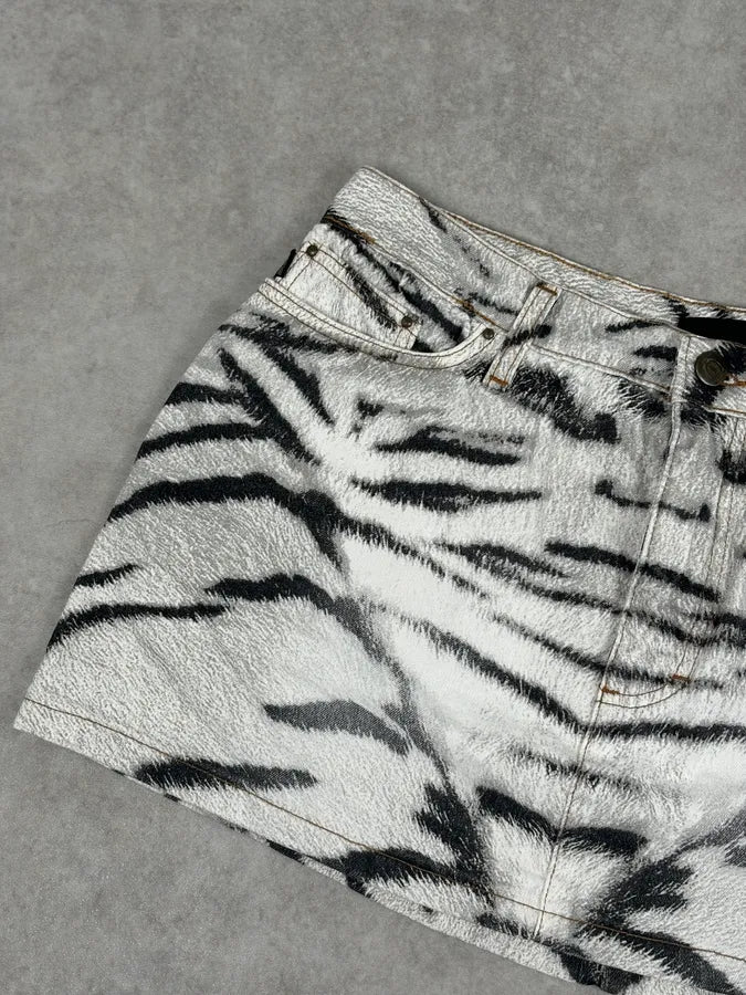 SS2002 Cavalli White & Black Savage Zebra Skirt RXcfKDZ 4