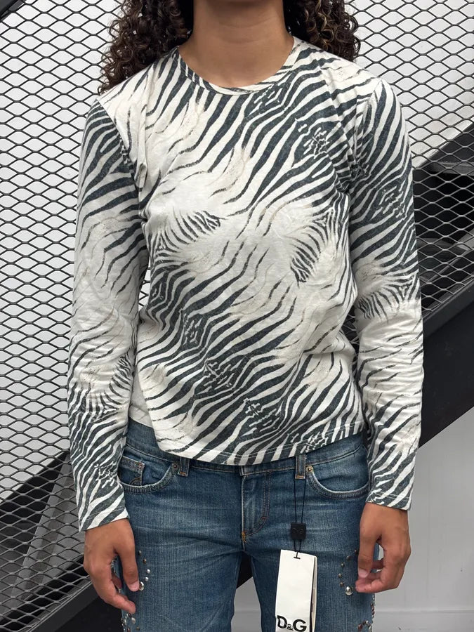 2000s Cavalli Zebra Black & White Longsleeve dbqJKtG 1