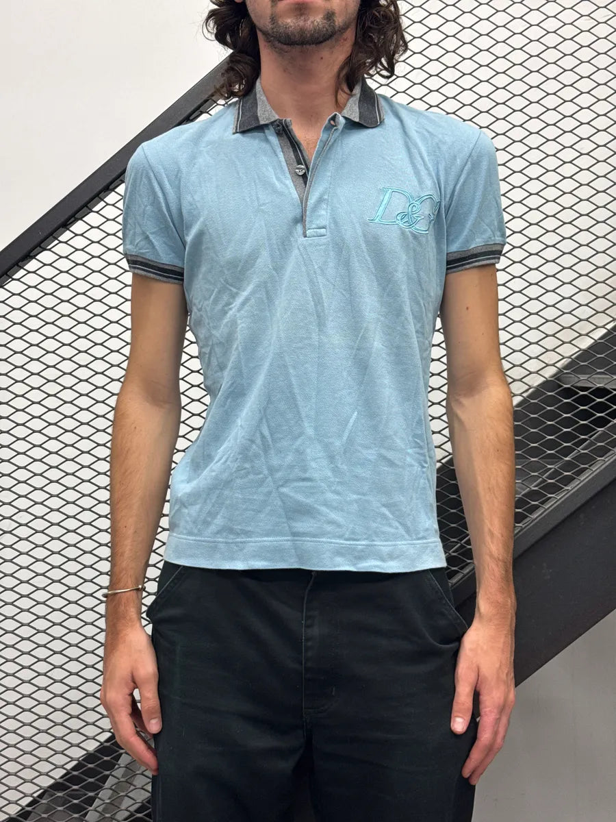 SS2007 Dolce & Gabbana Light Blue Logo Polo jvbkyCrN 0