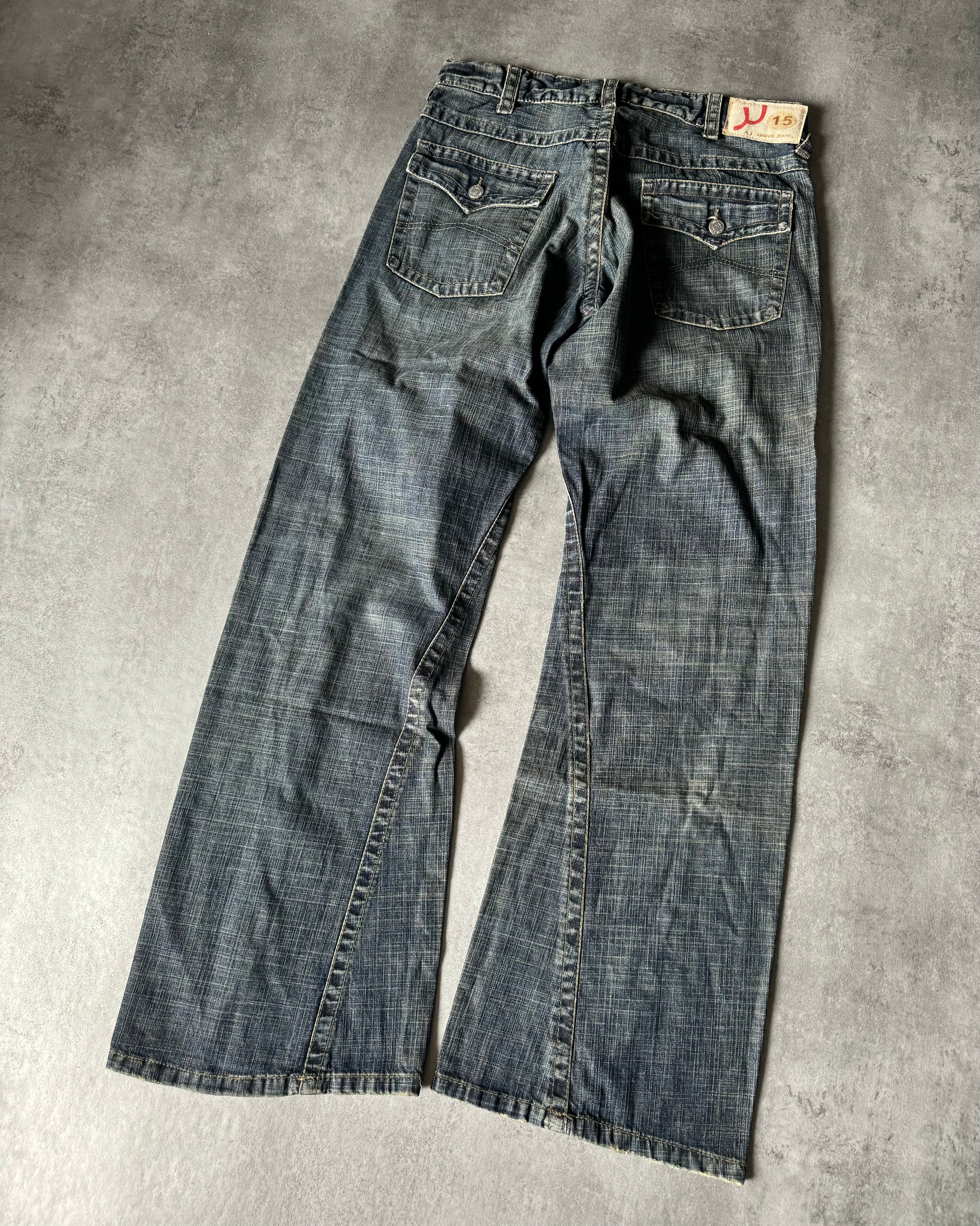 2000s Armani Aero Flared Eclipse Denim Jeans  (L) - 5