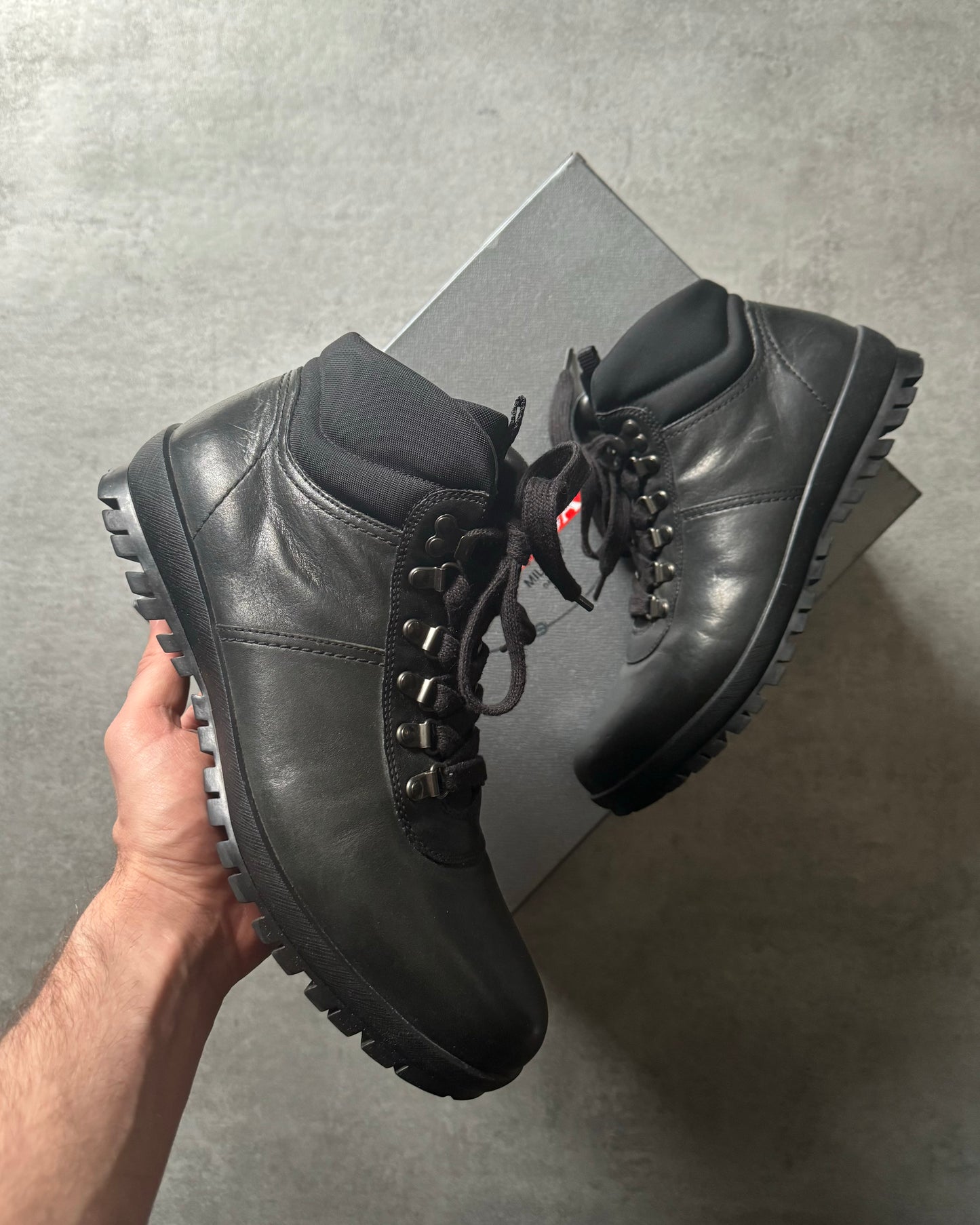 2000s Prada Black Hiking Cozy Boots (42) - 1