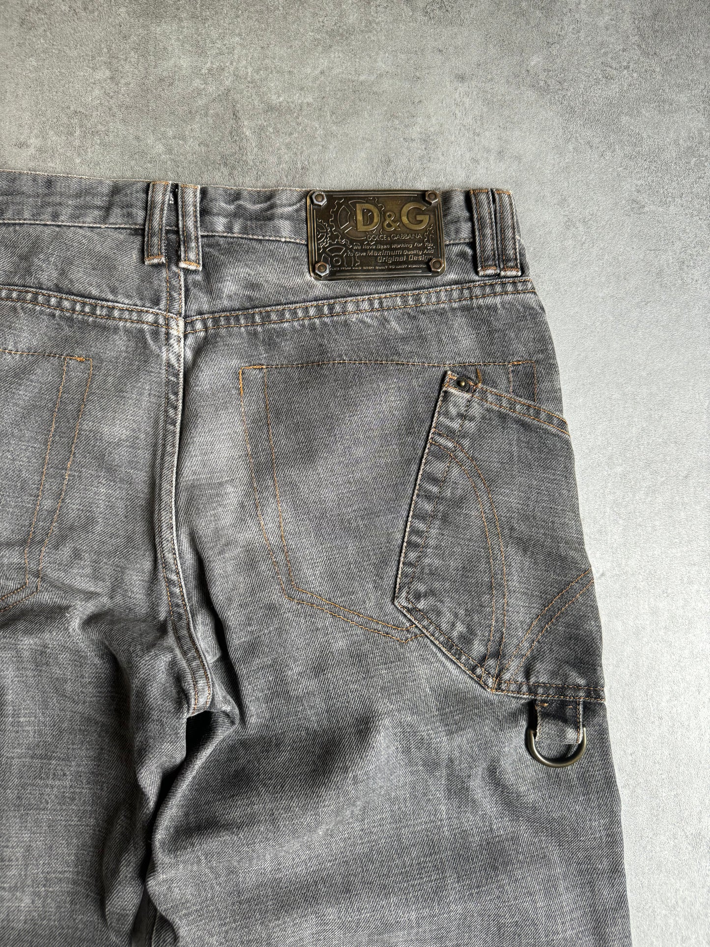 AW2003 Dolce & Gabbana Grey Eroded Denim Jeans (L) - 5