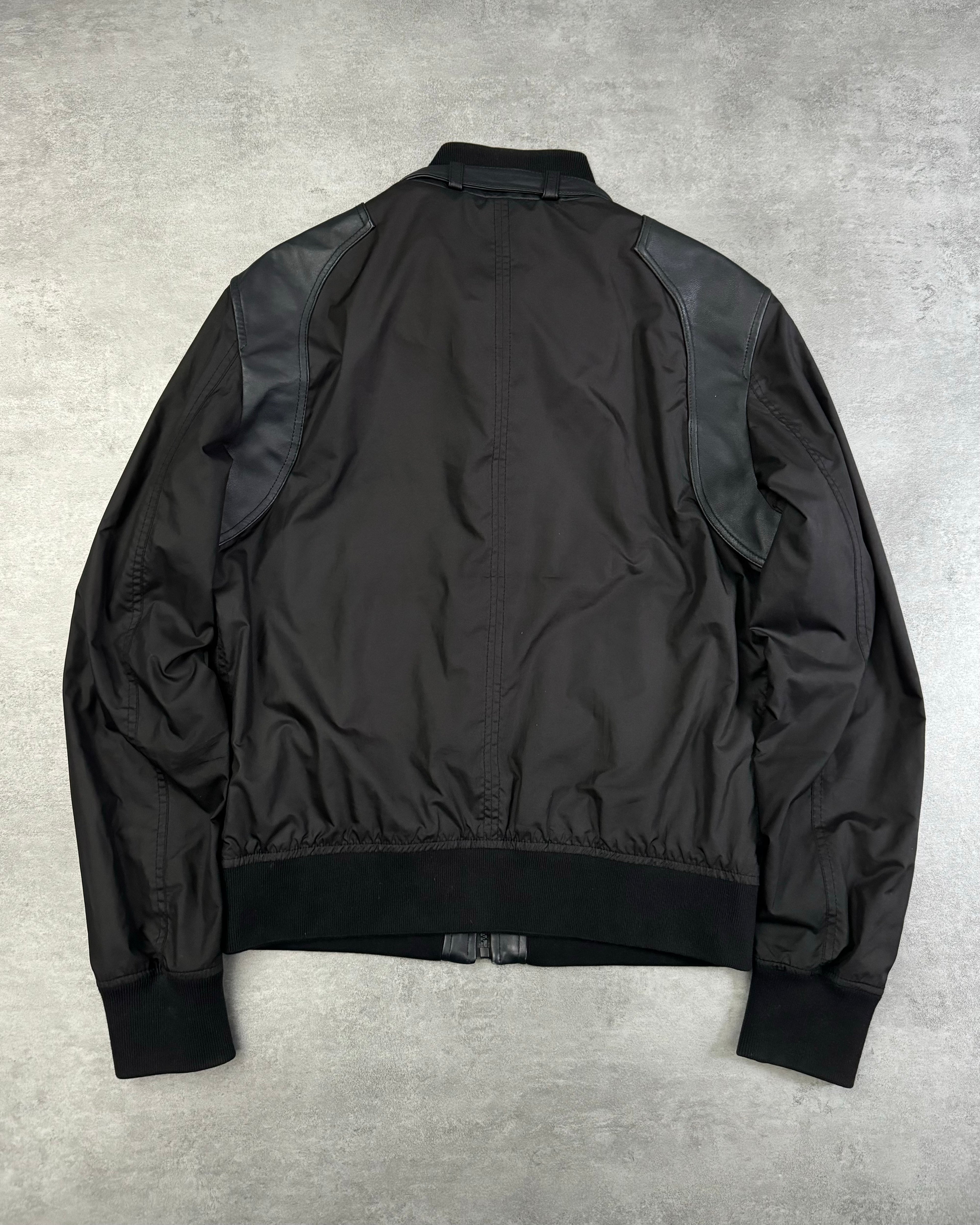 2000s Dolce & Gabbana Black Hybrid Tactical Leather Military