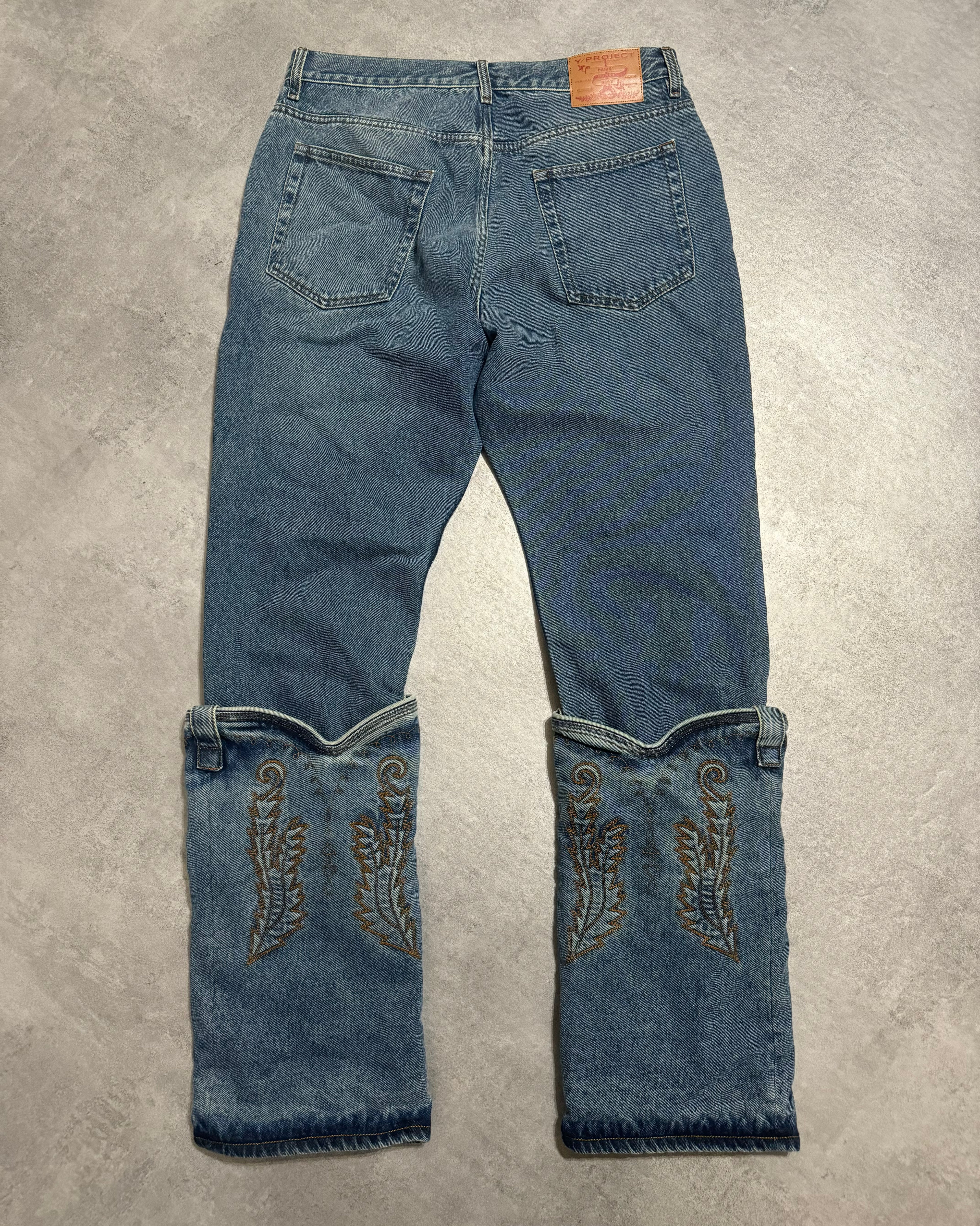 SS2023 Y/Project Cow-Boy Brut Blue Astro Cavalier Denim Jeans (L) - 2
