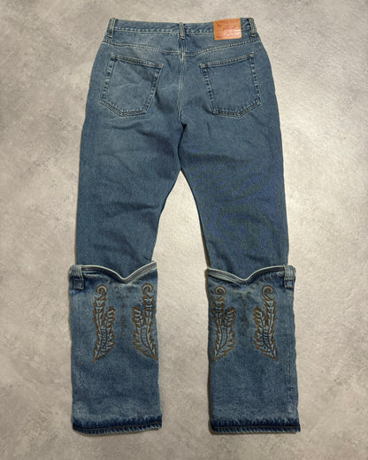 SS2023 Y/Project Cow-Boy Brut Blue Astro Cavalier Denim Jeans (L) - 2