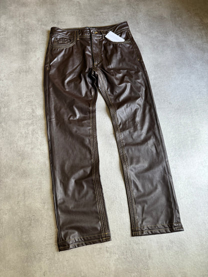 SS2020 Y/Project Brown Eco Leather Futura Pants (L) - 10