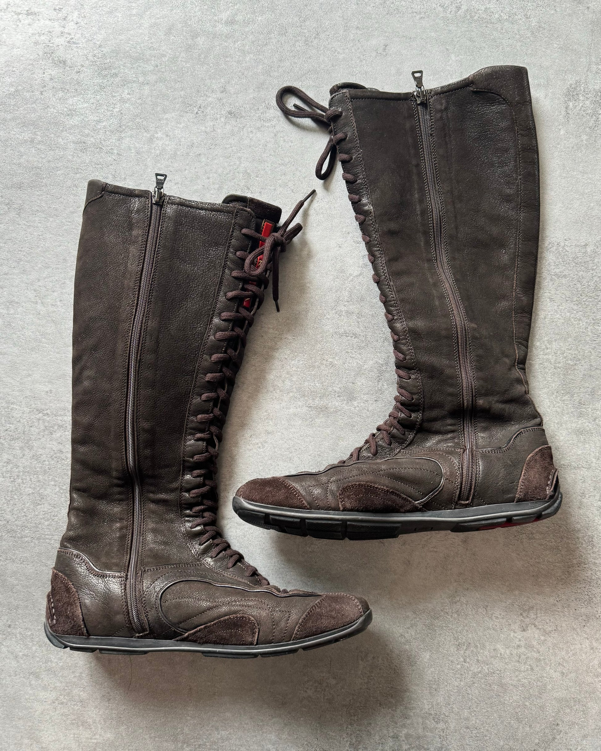 2000s Prada Brown Ankle Leather Boots (38,5) - 2