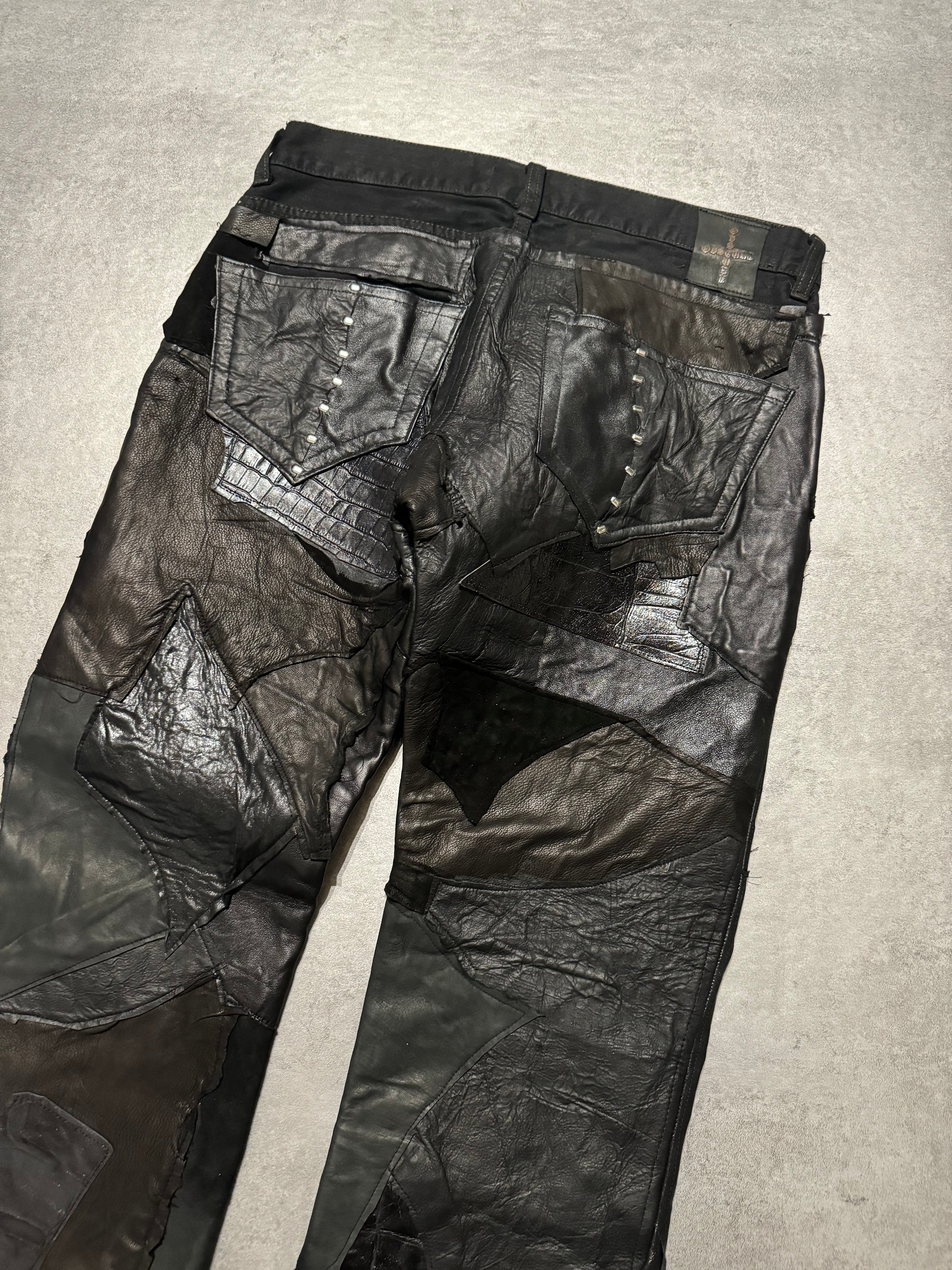 Artisanal Obscure Italian Lab Reworked Leather Crafted Black Pants (M/L) - 7
