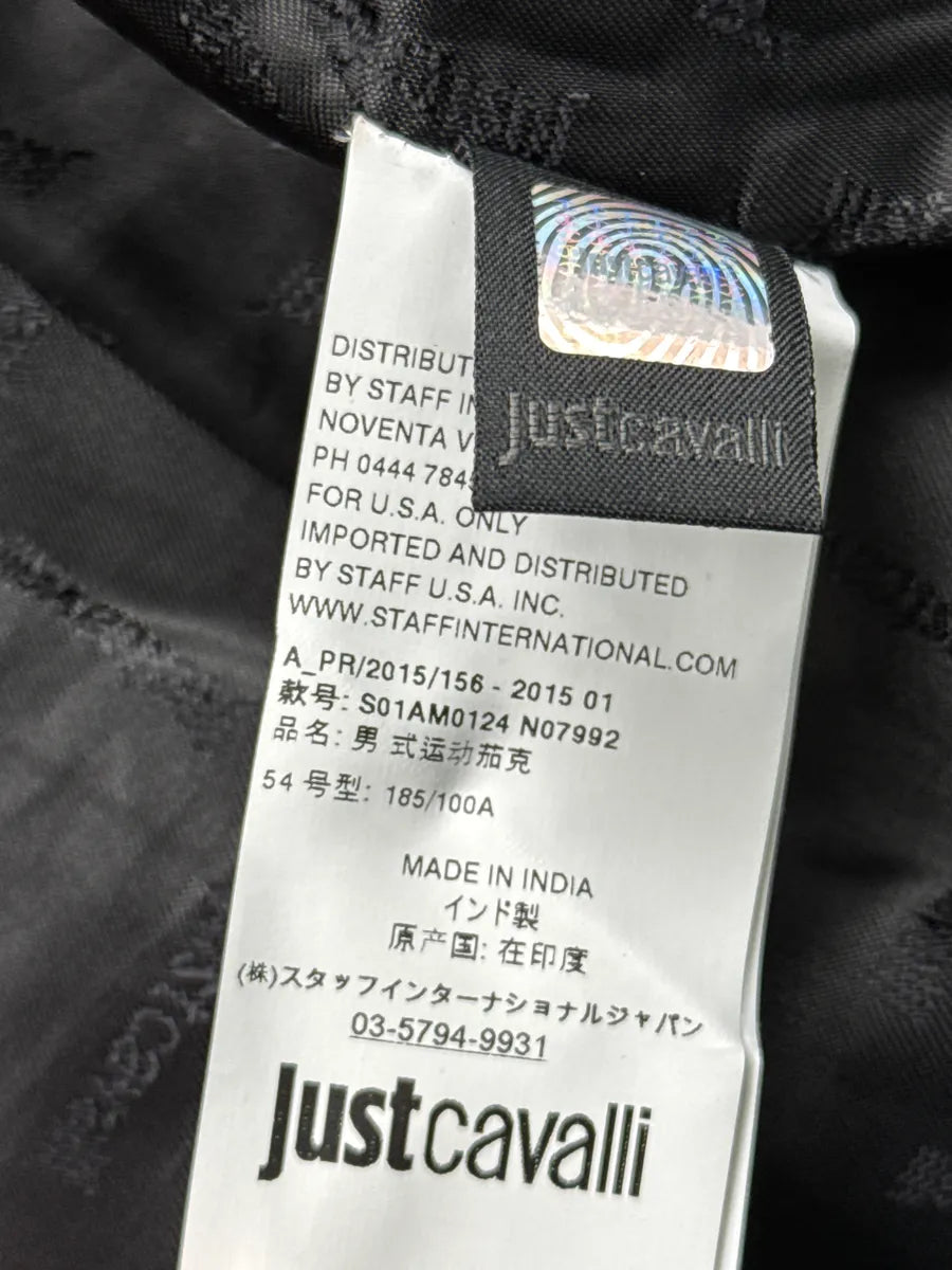 SS2015 Cavalli Dark Navy Leather Crocodile Effect Biker Leather Jacket kBnLzaPs 9