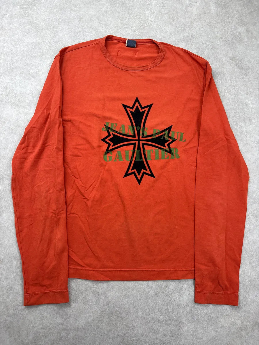 2000s Jean Paul Gaultier Orange Cross Longsleeve kELlsFkm 0