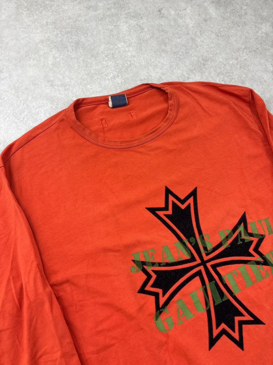 2000s Jean Paul Gaultier Orange Cross Longsleeve kELlsFkm 4