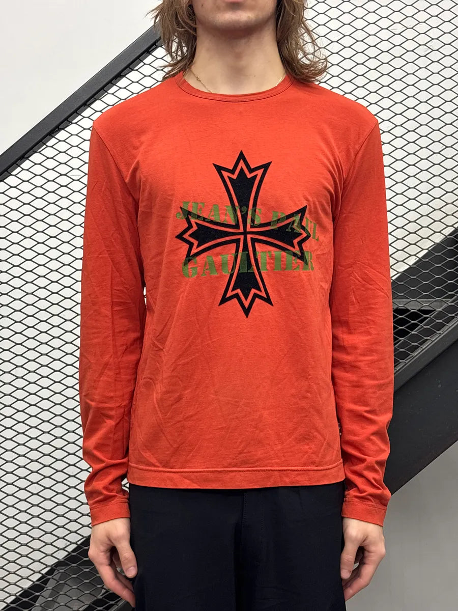 2000s Jean Paul Gaultier Orange Cross Longsleeve kELlsFkm 1