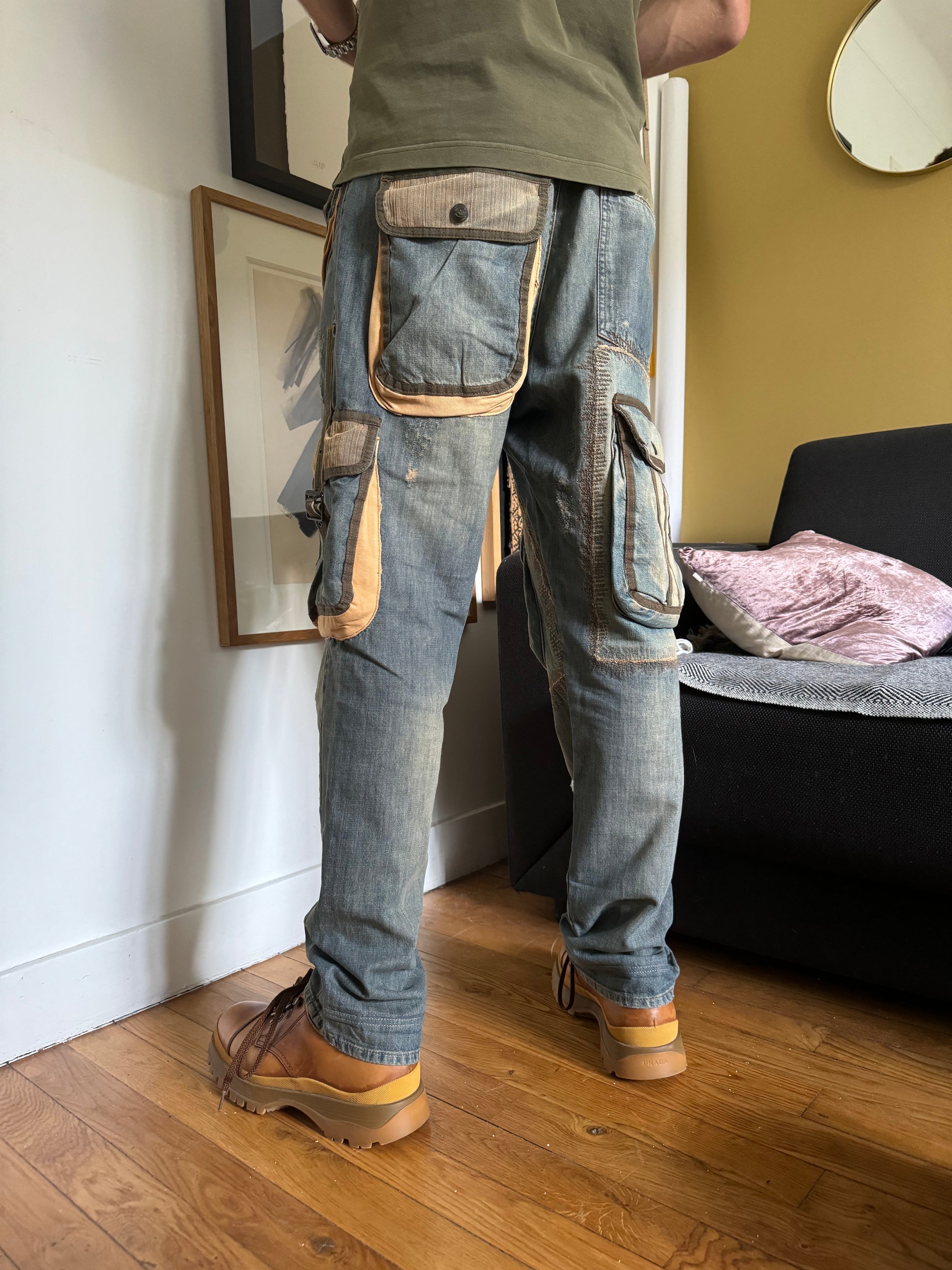 SS2006 Cavalli Harness Cargo Gun Archive Denim Jeans (L) - 4