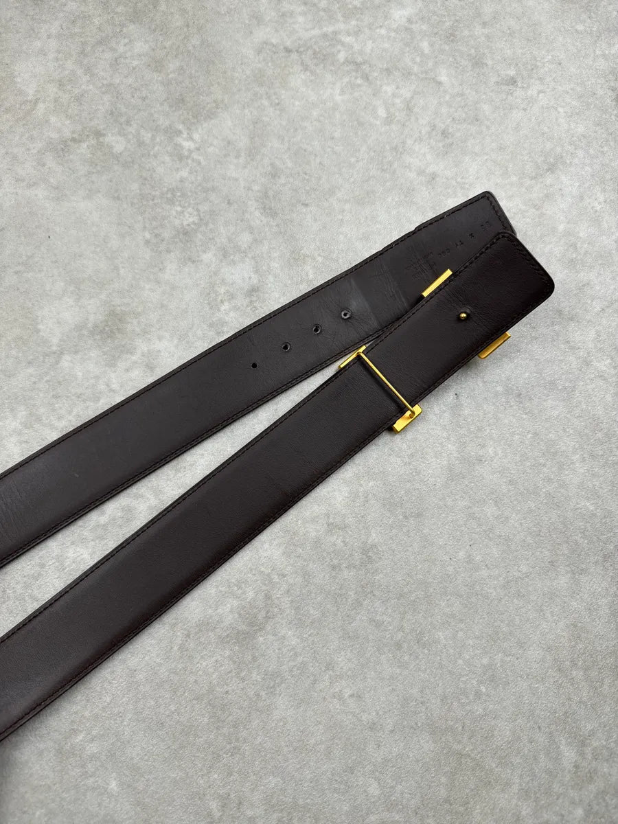 Hermès Black Leather Golden H Buckle Belt kGZQGHMq 2