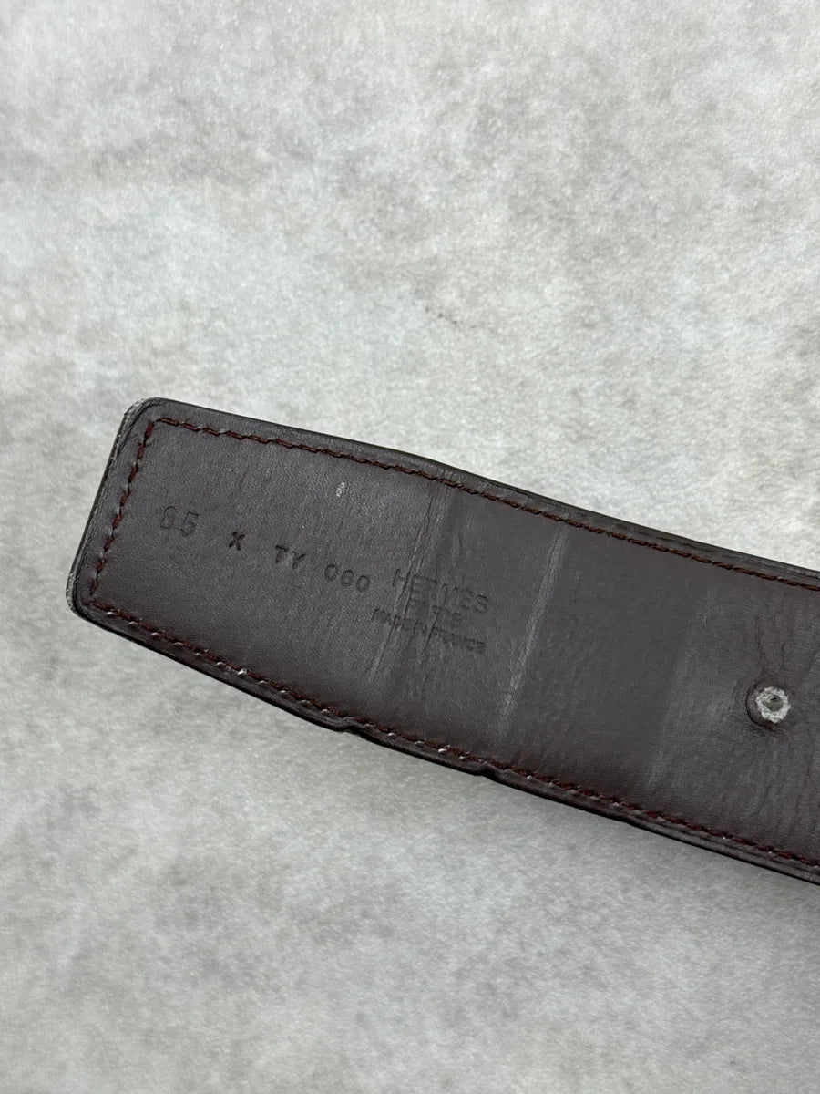Hermès Black Leather Golden H Buckle Belt kGZQGHMq 5