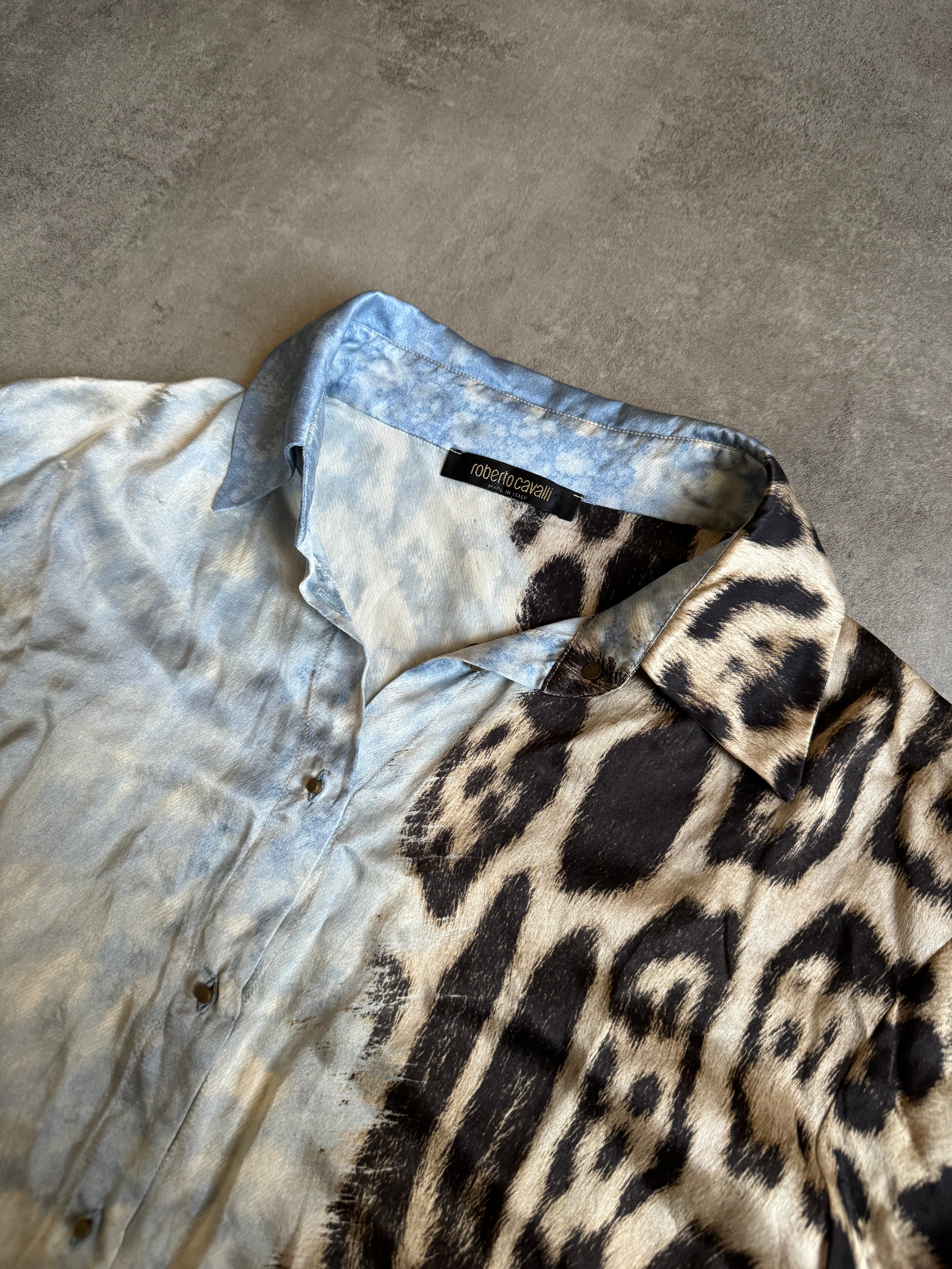 2000s Roberto Cavalli Silk Leopard Shirt  (S) - 7