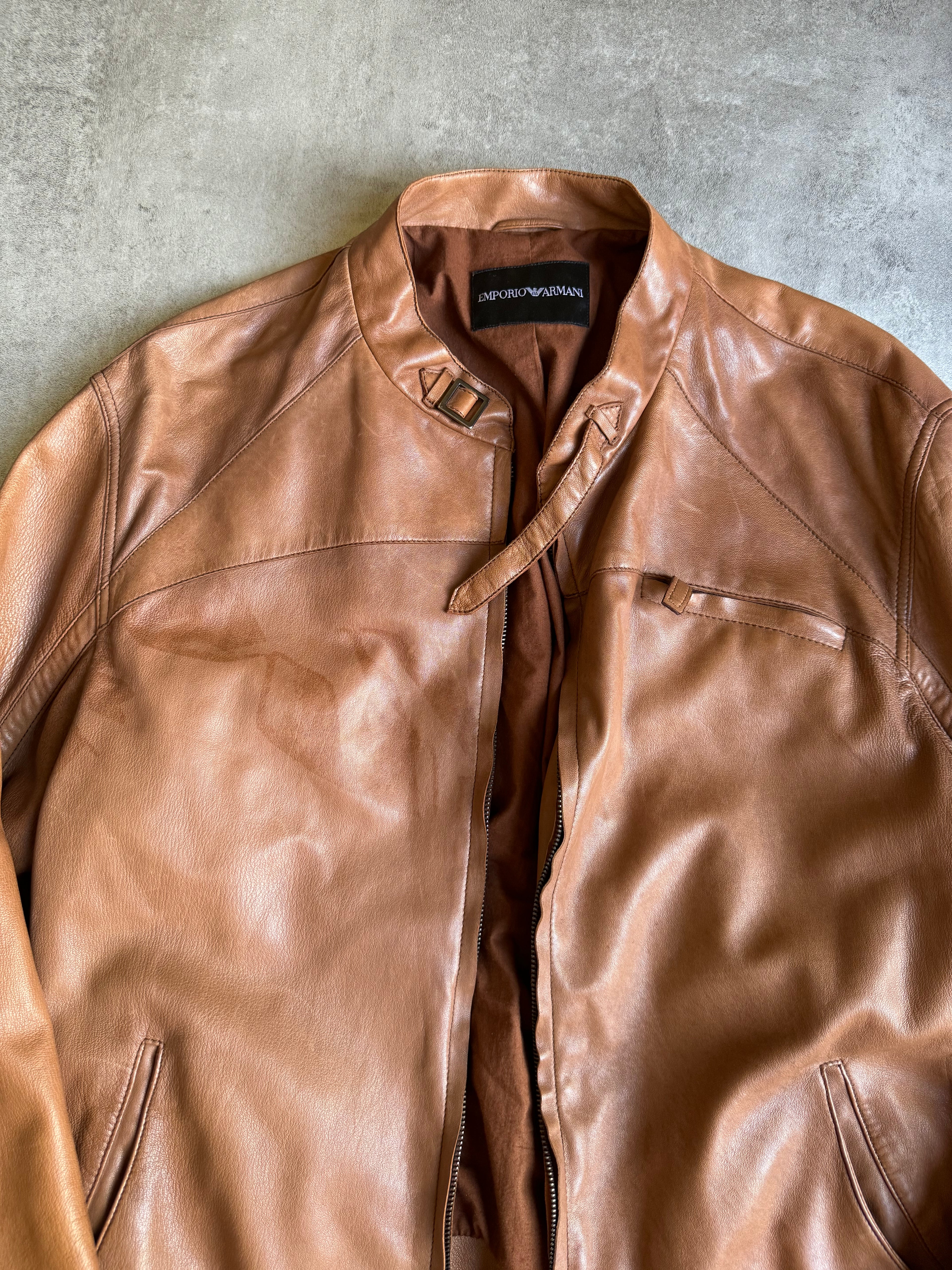 AW2008 Emporio Armani Brown Lamb Leather Jacket – Dolce Vita Hub AW2008 Emporio Armani Brown Lamb Leather Jacket – Dolce Vita Hub