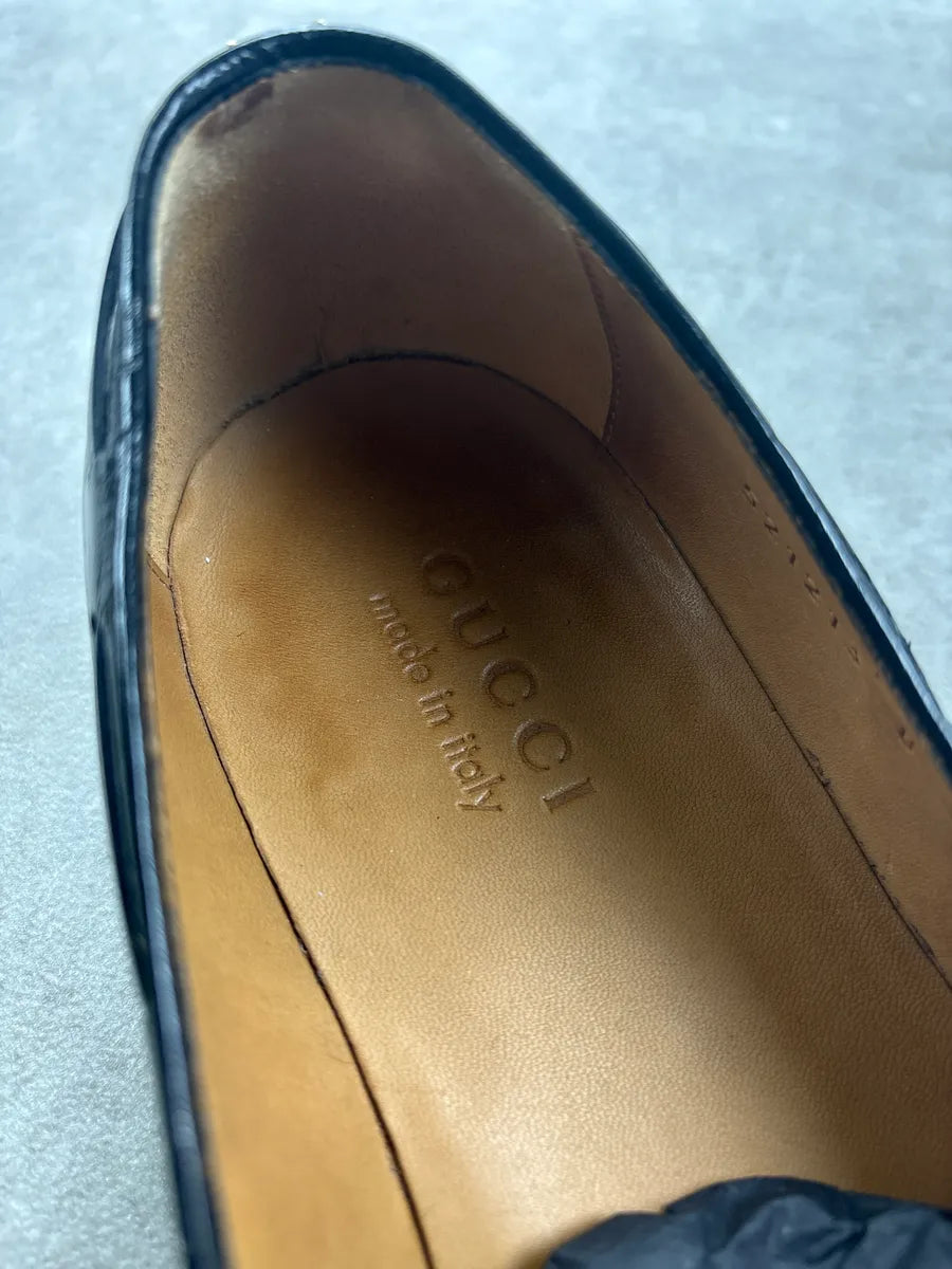 2000 Gucci Black Leather Tassel Loafers LknXrum 9
