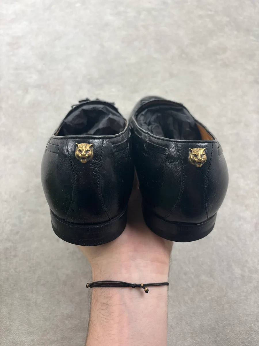 2000 Gucci Black Leather Tassel Loafers LknXrum 6