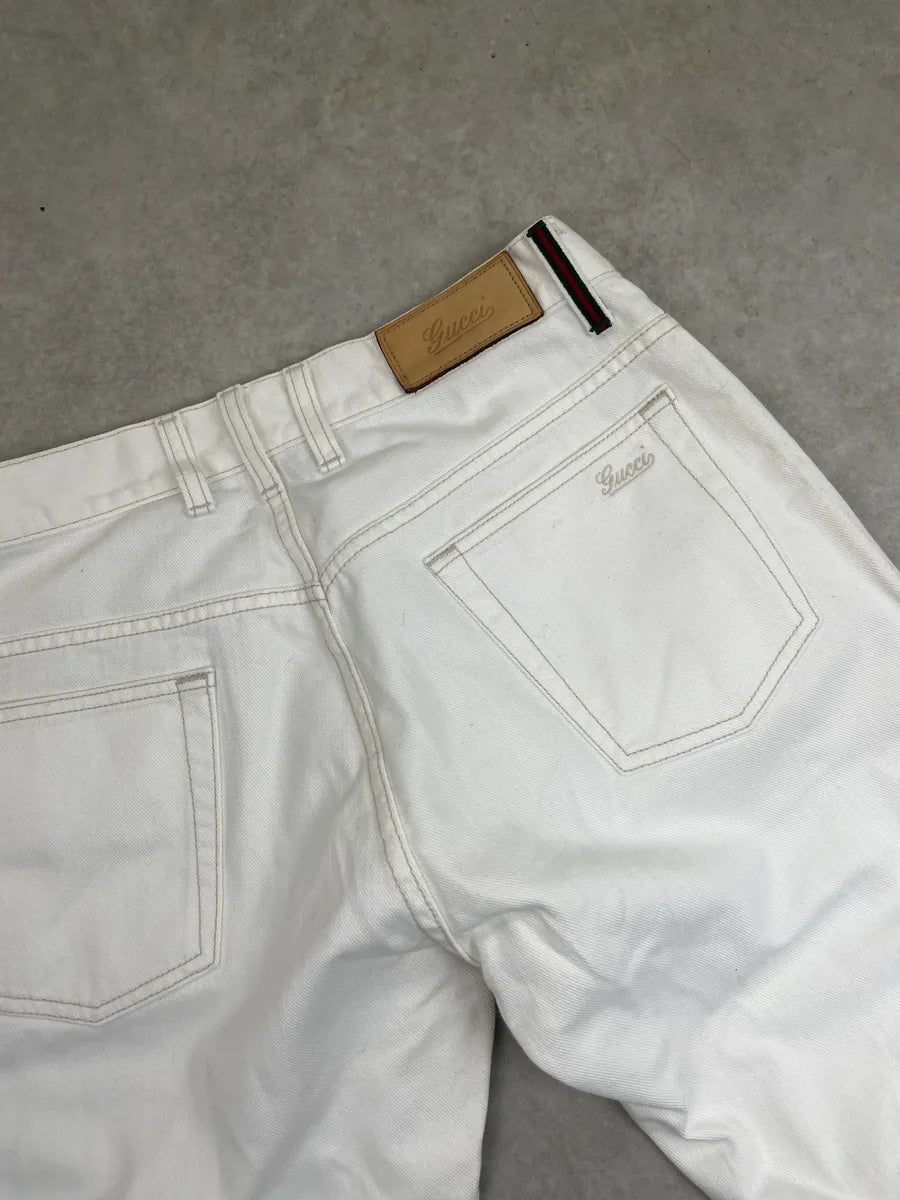 2010s Gucci White Denim Script Jeans kKiZXWGK 7