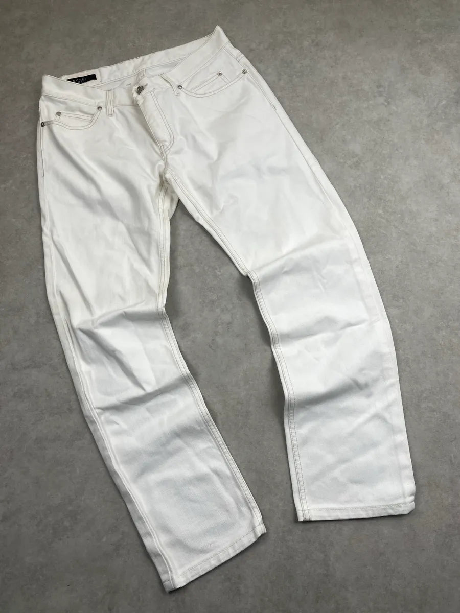 2010s Gucci White Denim Script Jeans kKiZXWGK 5