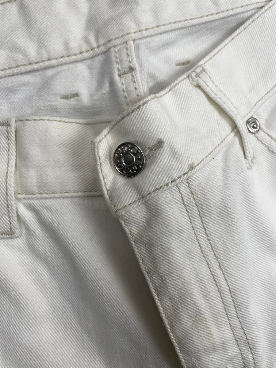 2010s Gucci White Denim Script Jeans kKiZXWGK 8