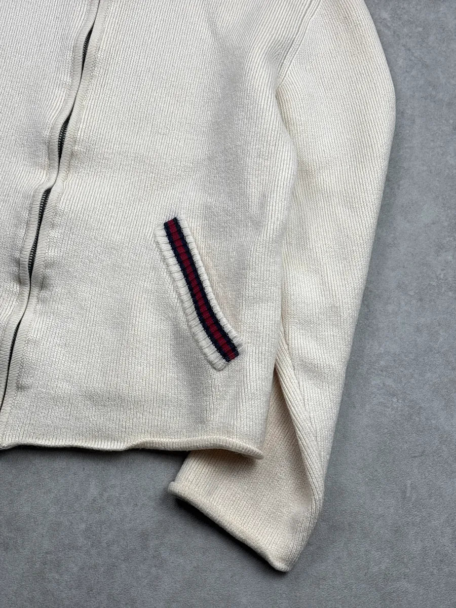 2000s Gucci Ivory Wool Web Stripe Zip-Up Sweater kMdVfMgQ 5
