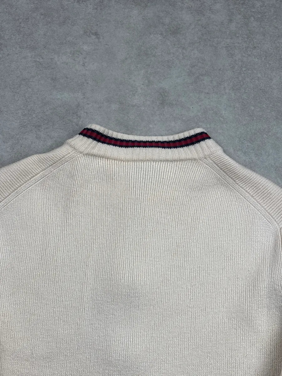 2000s Gucci Ivory Wool Web Stripe Zip-Up Sweater kMdVfMgQ 6