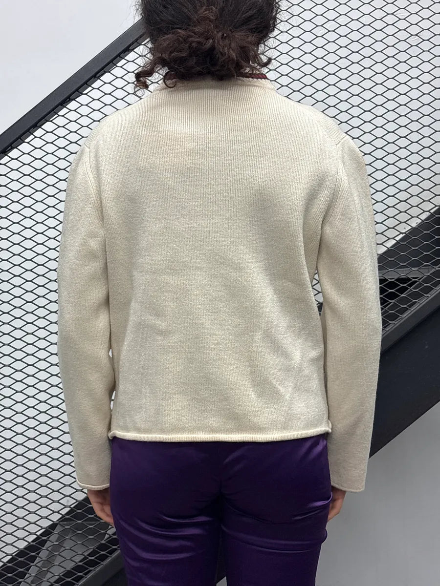 2000s Gucci Ivory Wool Web Stripe Zip-Up Sweater kMdVfMgQ 1