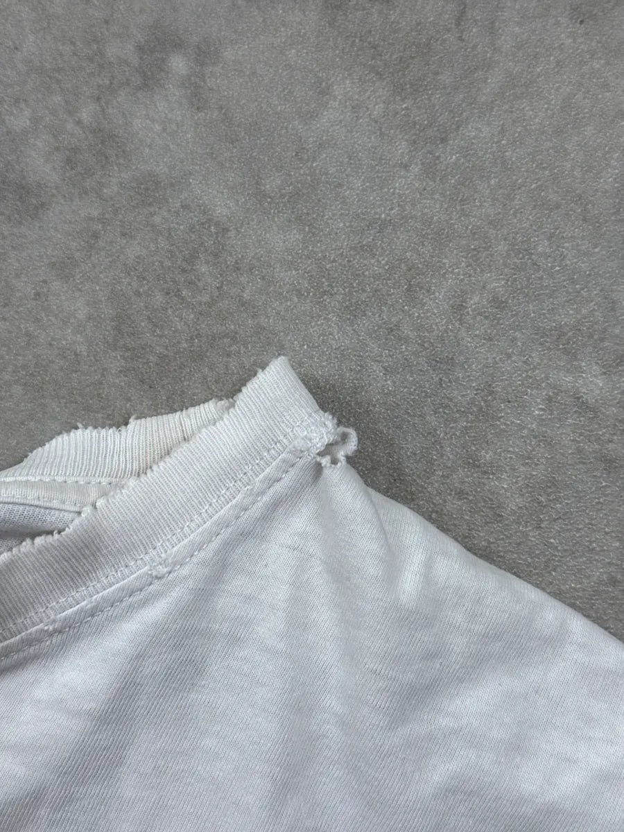 SS2018 Balenciaga White BB Logo Distressed Neckline T-Shirt kOGZtTwC 8