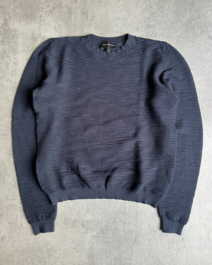 SS2020 Emporio Armani Plissed Navy Minimalist Sweater (XS/S) - 1